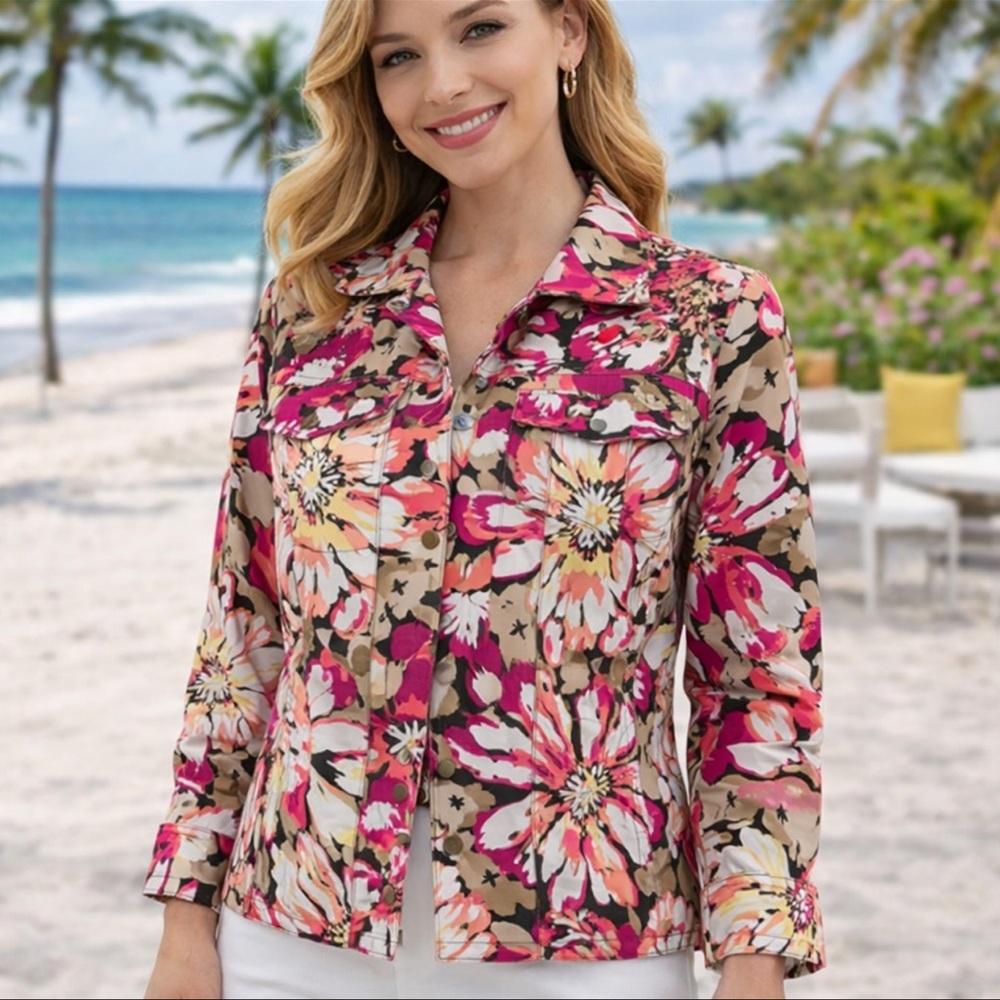 Pink Floral Studded Jacket